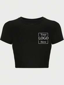 Camiseta personalizada para mujer, con impresión gráfica frontal y trasera, adecuada para uniformes, logotipos de grupos de baile, fotos de parejas/familia/mejores amigos, top de manga corta para el verano