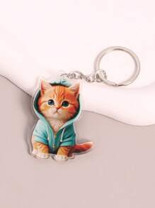 1pc Cute Cat Keychain Bag Charm, Suitable For Student Backpack, Unisex Car Accessories