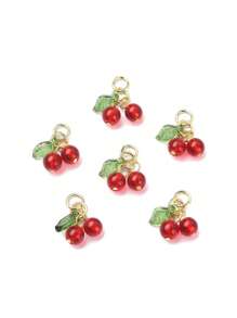 5/10/20/30pcs Cherry Pendant Fruit Charm, Red Glass Bead Jewelry Accessories, For DIY Necklace, Earring, Bracelet, Phone Chain, Craft Supplies