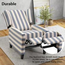 Wingback Pushback Recliner Chair, Fabric Push Back Recliners With Padded Seat Reclining Chair For Living Room Bedroom - Blue Stripe - Blue - View 5