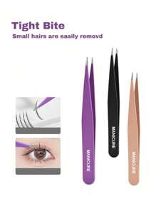 4PCS Stainless Steel Colored Tweezers Set, High-Precision Portable Eyebrow Shaping And Hair Removal Tool Set, Eyebrow Shaping And Hair Removal Beauty Makeup Tools, Purple, Pink And Black Three Colors For You To Choose (1PC/4PCS),Due To Different Production Batches, The Protective Lining In The Packaging Bag Is Placed Randomly And Does Not Affect The Use