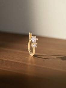 A Summer Fashionable Simple Gold Size Diamond Sparkling Temperament Women's Arm Ring Nose Accessory Summer Versatile - Gold Diamond Nose Ring - View 3