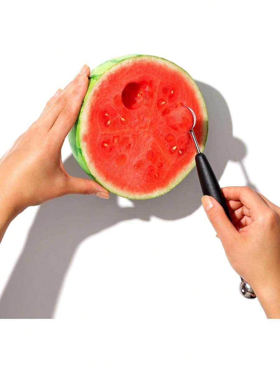 2pcs Stainless Steel Double-Headed Fruit Spoon, Melon Baller, Ice Cream Scoop, Watermelon Scoop, Fruit Ball Maker - Multicolor - View 1