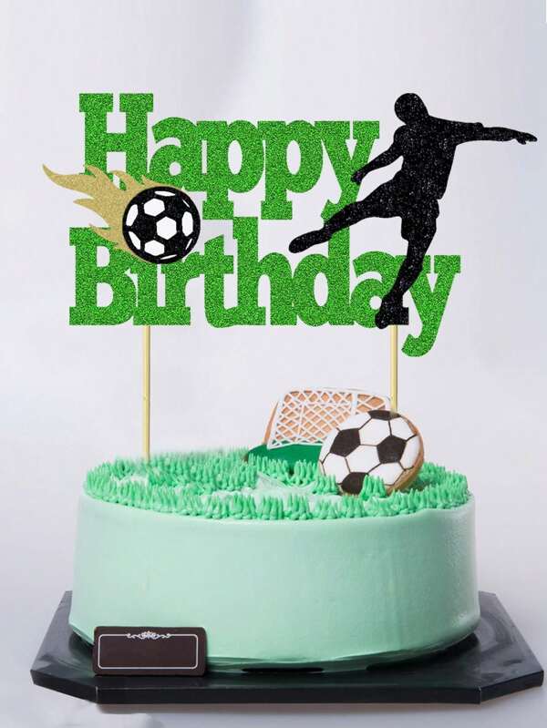 1 Stück Fußball Happy Birthday Kuchen Topper, Sportthemen Party Dekoration für Herren Geburtstag