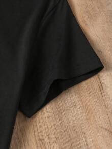 Camiseta Casual de Verano para Mujer con Estampado de Escultura Clásica y Manga Corta - Negro - Ver 9