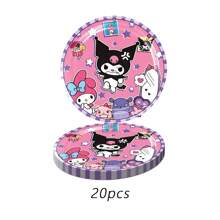 Sanrio 88pcs Sanrio Kuromi Party Supplies,Included Birthday Banner,Hanging Vortex, Plates,Napkins,Tablecloth,Paper Cup,For Kuromi Decorations,Kuromi Birthday Party Decorations,Kuromi Party Decorations