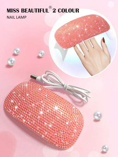 2/1 Portable UV/LED Nail Lamp - Mini Mouse Shape, 6 Lamp Beads, USB Power Supply, Foldable, Lightweight, Pocket Size, Suitable For Gel Polishing And Nail Care Powder/White Mini Mouse Nail Lamp Nail Dryer Light Portable Mini USB Power Cable Household Gel Drying Light Professional Salon Toe Light, Household DIY