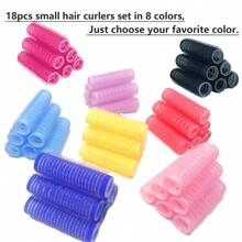 18 PIEZAS Rizadores de cabello sin calor, rizadores de cabello profesionales para salón, herramientas para peinados rizados DIY, peine de cola de rata para mujeres con cabello corto y medio (2 cm x 6 cm), esenciales para volver a la escuela, viajes y vacaciones, accesorios para el cabello para mujeres