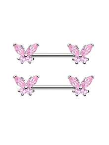2pcs Butterfly Style Nipple Rings, Sexy Piercing Jewelry, Suitable For Women - Multicolor - View 7