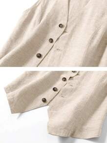 Gilet casuale in lino da donna, giacca corta, adatto per vacanze primaverili ed estive