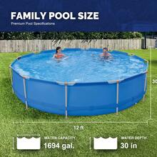 Above Ground Swimming Pool,Outdoor Steel Frame Round Pool,Easy Set - Màu xanh lam - Xem 3