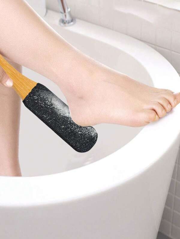 1pc Double-Sided Wooden Handle Foot File, Foot Cleaner, Natural Pumice Stone To Remove Dead Skin, Suitable For Cracked Heel Skin, Callus Remover, Foot Scrubber, Pedicure Tool, Professional Pedicure Supplies,1PC Remove Dead Skin And Calluses, Foot Care, File Massage, Suitable For Men And Women, Safe Manual Pedicure Tool, Suitable For Home/Travel Use, No Batteries Required