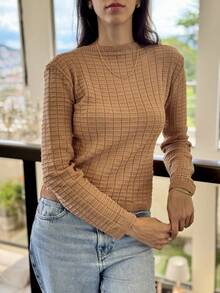 LONG SLEEVE MODAL KNITTED BLOUSE, COLD/WARM WINTER - Beis - Ver 4