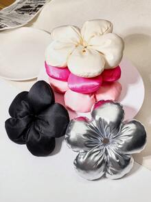 topshiny 1pc Elegant Solid Color Silky Satin 3D Floral Scrunchie, High Quality Sponge Filled Stretchy Flower Hair Tie, Suitable For Buns, Ponytails Or As A Floral Decor, Ballet Dancer Hair Scrunchies, Party Formal Wear, Casual Holiday, Gift For Friends Hair Ties Scrunchy Hair Ties Hairbands Head Accessories - Multicolor - View 2