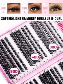 570 قطعة / 540 قطعة من عناقيد الرموش 30D+40D+50D+60D+80D+100D لتمديد الرموش DIY من فرو الأرانب الصناعي - رموش عناقيد فردية ذات حجم طبيعي وتجعيد D ممتاز للاستخدام المتكرر وخفيفة الوزن وسهلة التطبيق