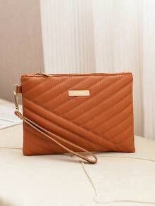 Women Large Capacity Clutch Wallet, With Phone Pocket, Handheld Purse And Key Pouch - Brown - View 2
