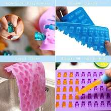 Silicone Gummy Bear Candy Mold, Non Stick Chocolate Gummy Candy Mold, Used For Gummy Chocolate Jelly Cookies With 7 Colors Of Teddy Bear Shaped Mini Silicone Molds