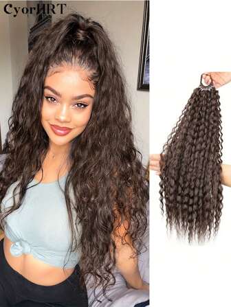 22inch Black Brown Light Brown Multicolor Wavy Ponytail Synthetic Hair Extension With Elastic Band Soft Waves Natural Look Easy To Wear For Instant Length & Volume Suitable For Women Daily Life And Festival Party Wear Music Festival