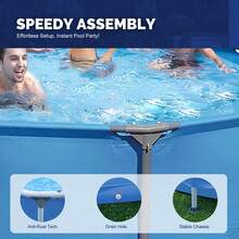 Above Ground Swimming Pool,Outdoor Steel Frame Round Pool,Easy Set - Màu xanh lam - Xem 4