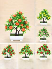 1 Peça Conjunto de Miniaturas com Vaso, Plantas Artificiais, Pequenas Flores em Vaso, Bolas de Grama, Bonsai, Decoração para Casa para Mesa da Sala de Estar, Presentes para o Dia dos Namorados, Natal, Halloween