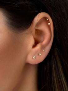 5 pares de pendientes de botón para mujer, set de pendientes de botón, pendientes de botón de cubic zirconia pequeños, pendientes de botón de acero inoxidable hipoalergénicos con CZ para mujer, sin níquel y sin alergias, pendientes de botón de respaldo plano
