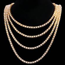 Hip Hop Jewelry Cubic Zirconia Iced Out Tennis Chain Iced Out 18k Gold Plated Bling Necklace For Women Men
