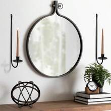 2 pièces Supports de bougie muraux en métal moderne, parfaits pour le salon, le style fermier, la décoration de la cheminée, idéaux pour Halloween, Noël et plus, décoration de Noël, décoration d'intérieur