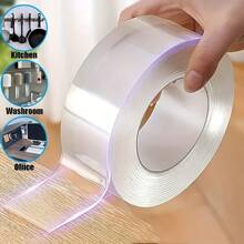1 Roll Heavy Duty Double Sided Tape Reusable No Trace Strong Adhesive DIY Craft Acrylic Nano Tape Multipurpose Removable Washable Transparent Mounting Nano Adhesive For Home Office Car Items
