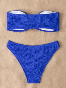 Vacation Beach Blue Crochet Bikini Set - Royal Blue - View 2