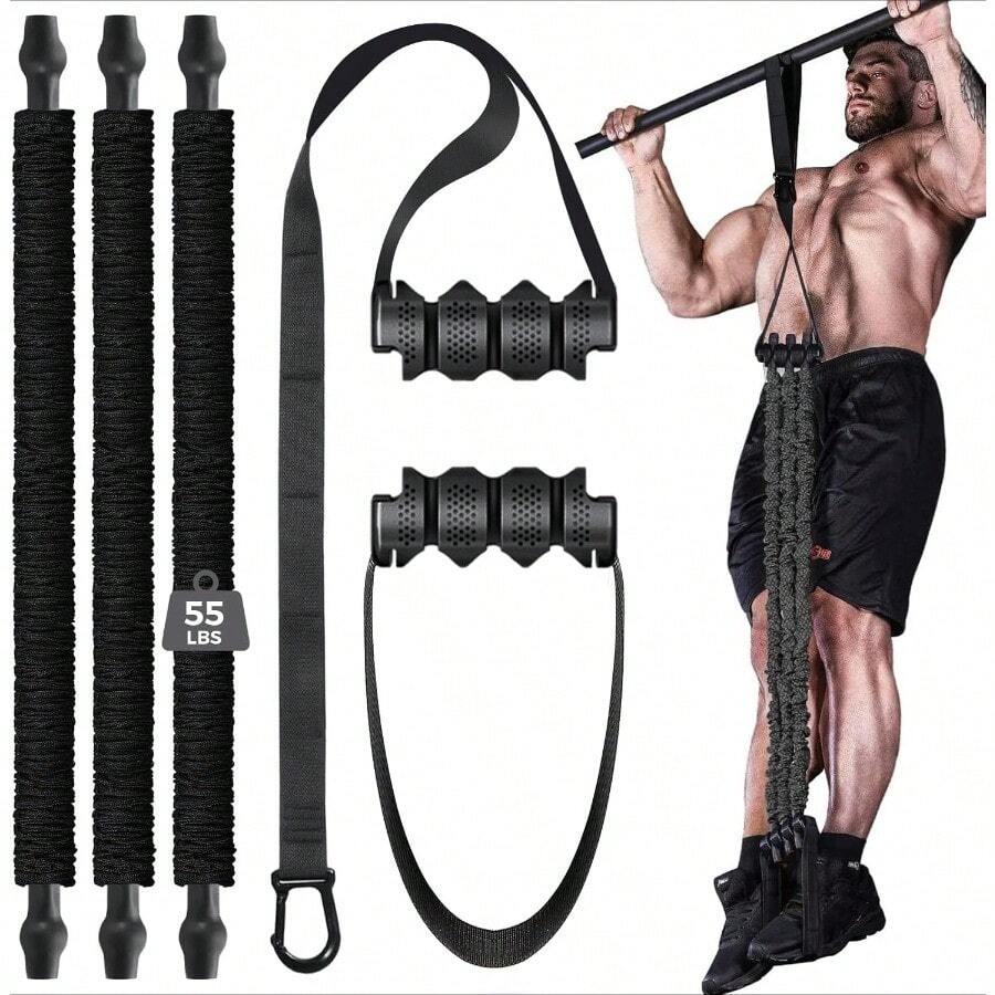 Pull Up Assist Band System Adjustable Anti Snap Chin Up Assistance Elastic Resistance - Black 165lbs adjustable resistance - View 1