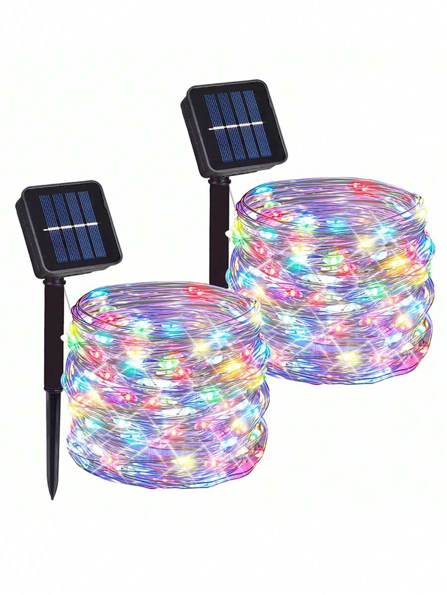 Đèn dây năng lượng mặt trời ngoài trời, đèn dây năng lượng mặt trời bằng dây đồng, đèn Giáng sinh năng lượng mặt trời, thích hợp trang trí sân vườn/cắm trại/đám cưới/sân nhà/hiên nhà. - Nhiều màu - Xem 1