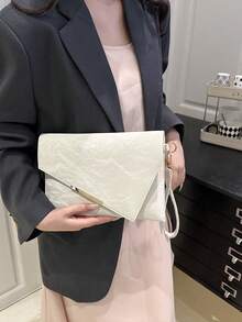 Fashionable Minimalist High-End Versatile Envelope Clutch Bag - White - View 4