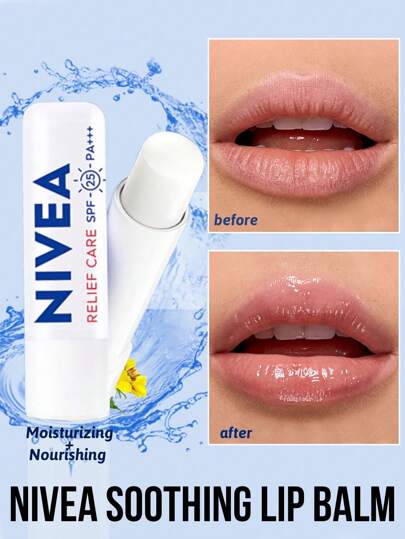 NIVEA Bálsamo labial reconfortante, hidratante, sella la humedad, hidratación duradera, repara labios resecos, suaviza las líneas de los labios, protege los labios, fórmula sin aceite, se absorbe fácilmente, diseño portátil, hidratación de 24 horas, fórmula suave, usos múltiples, todo tipo de piel, labios secos, buscadores de cuidado diario, antes del maquillaje, reparación nocturna