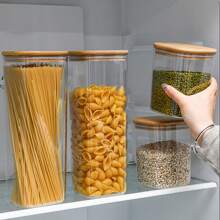 1 pieza Tarro de almacenamiento de alimentos hermético cuadrado - Disponible en 460ml, 1100ml, 2400ml - Recipiente resistente y a prueba de fugas para café, té, pasta, harina, azúcar, frutos secos - Perfecto para la organización de la cocina y útiles escolares