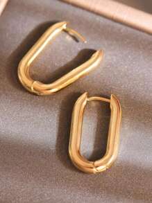 1 Pair Of Minimalist Personalized Exaggerated Oval Metal Earrings