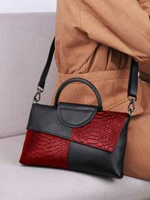 Luxury PU Leather Crossbody Bag, Fashionable Women's Versatile Handbag, Distinctive Crocodile Pattern Clutch