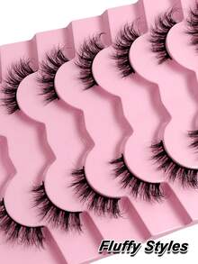 7 Pairs Rikuaild Fluffy & Soft Half False Eyelashes, Natural Look, Criss-Cross Design, Suitable For Daily Wear - Natural Lashes - View 6