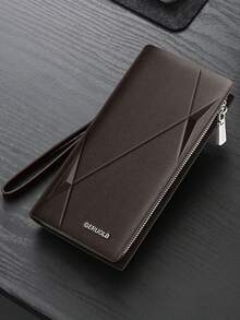 GERUOLA Billetera larga de cuero genuino para hombres, monedero con función multifuncional anti-robo con ranuras para tarjetas, diseño minimalista, de alta calidad en cuero vacuno, regalo perfecto para hombres, día del padre, fiestas, casual y moda, anti-escaneo - Café integral - Ver 11