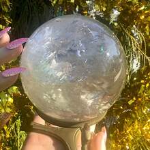 1 Stunning Large Rare Transparent Quartz Ball, Large Beautiful Inclusion Quartz Ball, Perfect Home Decoration Art Ornament, Unique Valentine's Day And New Year Holiday Gift - White - View 4