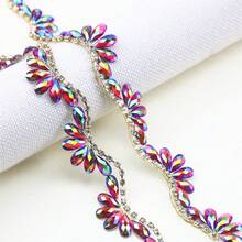 1pc Wave Shape Rhinestone Decorated Hot Melt Glue Decorative Trim, Wedding Dress & Veil Decoration Accessory - Multicolor - View 19