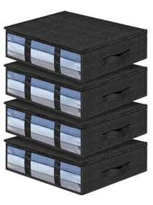 Non-Woven Fabric Storage Box, Transparent Bedding Bag, Large Capacity Clothing Storage, Flat Under Bed Organizer