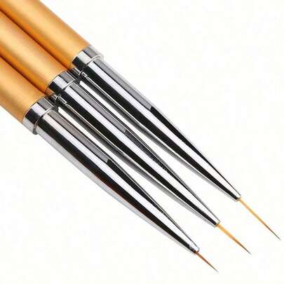 3 piezas de pinceles de línea fina de color dorado, pinceles de dibujo ultra finos profesionales, pinceles para colorear, pinceles para arte de uñas, pinceles para pintura artística