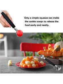 2pcs Stainless Steel Double-Headed Fruit Spoon, Melon Baller, Ice Cream Scoop, Watermelon Scoop, Fruit Ball Maker - Multicolor - View 6