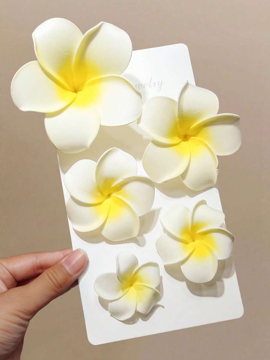 5pcs/Set Girls Daisy Flower Hair Accessories, Ombre White Floral Hairpin, Hair Clips Barrette Hair Decoration Set - Multicolor - View 1