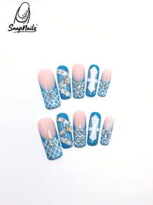 10 Pieces Of Handmade Armor With 3D Butterfly Strap And Diamond Decoration, Mysterious, Elegant, Playful, Cute, And Can Be Worn Repeatedly As A Gift For Friends During Festivals Press On Nails Nail Supplies Nails