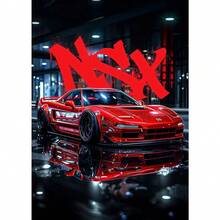 1 PIEZA Póster con marco opcional, estilo moderno con impresión en lienzo de un automóvil azul Miata Supra E36, estilo callejero, arte abstracto, decoración para el hogar, club y regalos - Multicolor - Ver 12