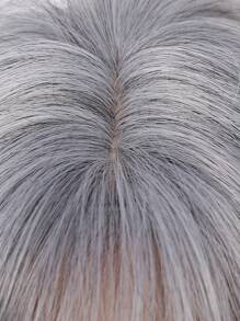 16 Inch Long Straight Grey Wigs With Bangs Synthetic Wigs For Women Ordinary Work, Life, Dance Parties And All Occasions Use
