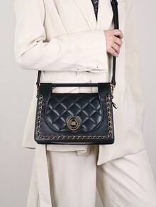 2025 New Summer French Style Rhombus Texture High-Quality Handbag, Luxury Fashion Chain Strap Square Crossbody Bag, Versatile Shoulder/Underarm Bag For Commuting - Multicolor - View 4