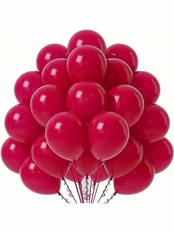 50pcs Vibrant Hot Pink 30cm Latex Balloons With Curling Ribbon - Ideal For Weddings, Bridal Showers, Bachelorette Parties & More - Helium-Quality, Reusable, Perfect For Indoor & Outdoor Celebrations, Wedding Decorations