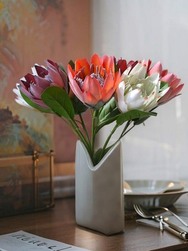 1/3pcs Artificial Imperial Flower Realistic Fake King Protea Bloom For Home Decor Wedding Centerpiece Floral Arrangement